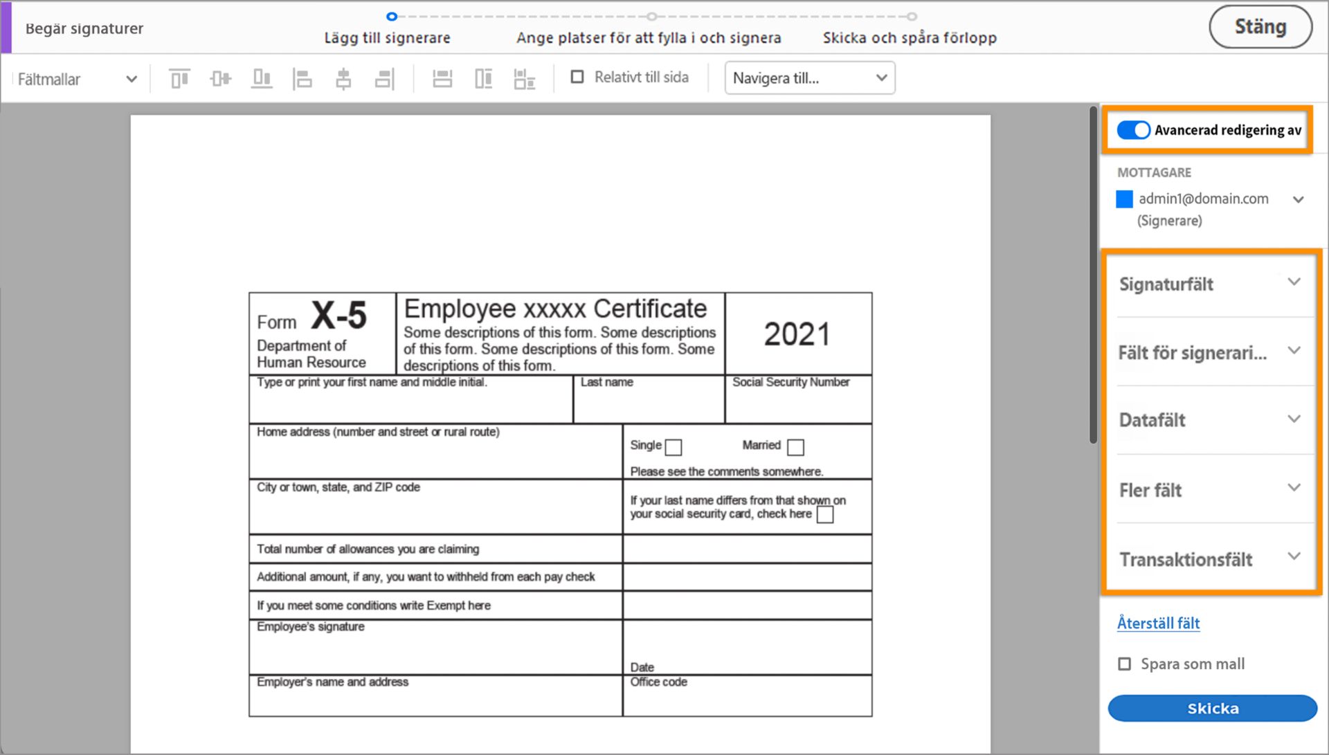 Avancerat läge för flera signerare