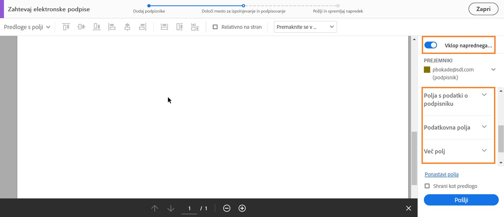 Napredni način za več podpisnikov