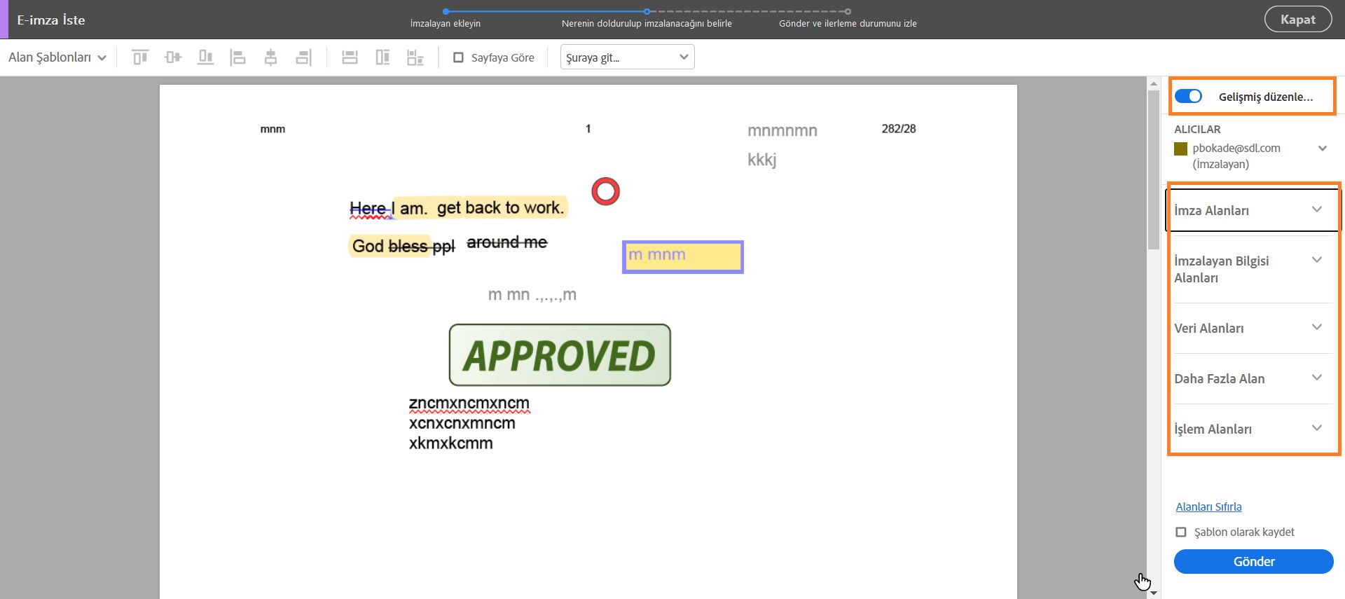 Birden çok imzalayan için gelişmiş mod