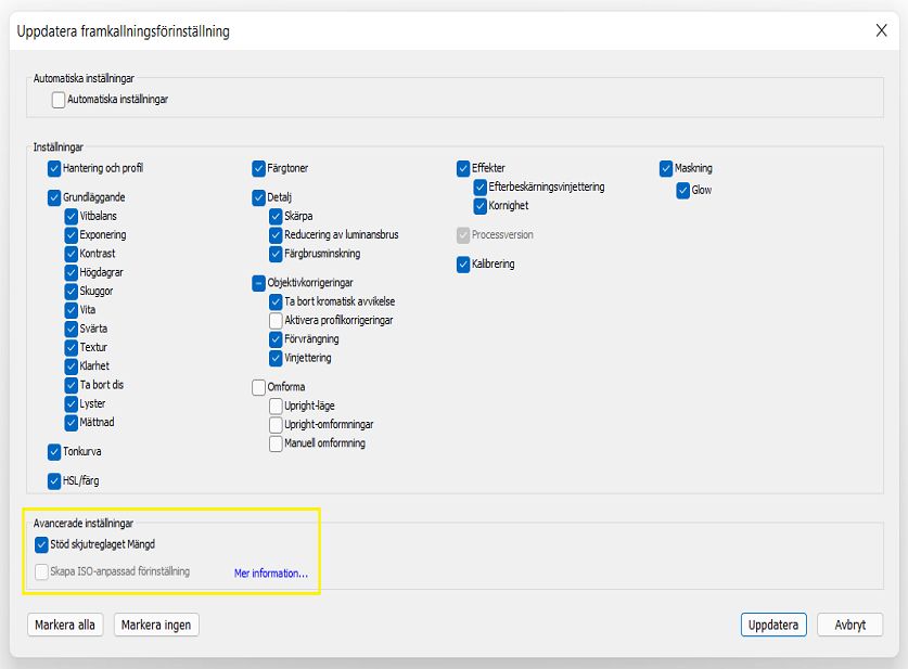 Stöd för mängdreglage