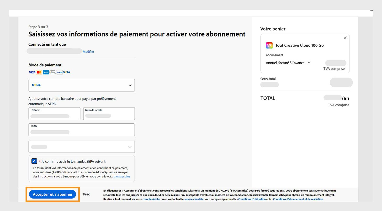 Modifier le mode de paiement