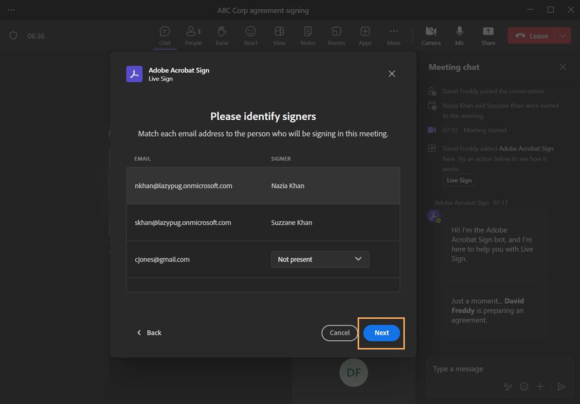 Adobe Acrobat Sign for Teams: Live signing on agreements