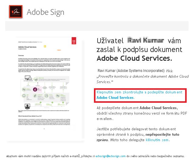 Odkaz na dohodu doručený v e-mailu