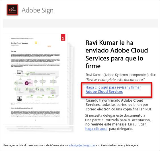 Vínculo al acuerdo recibido con el correo electrónico