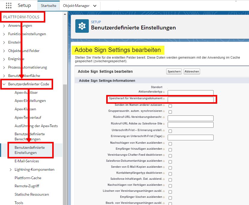 Einstellung des Dokumenttyps