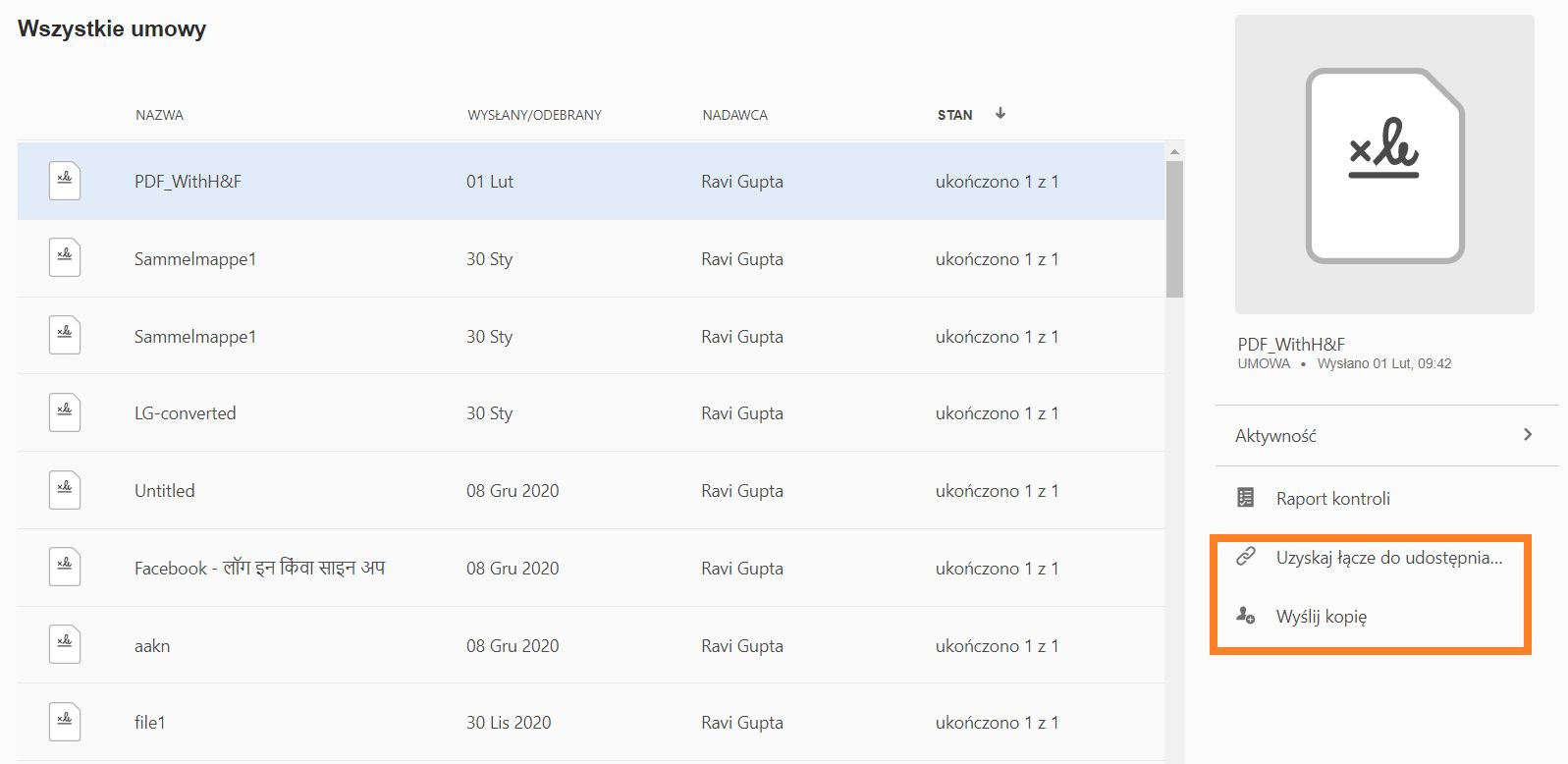 Udostępnianie zarchiwizowanych umów