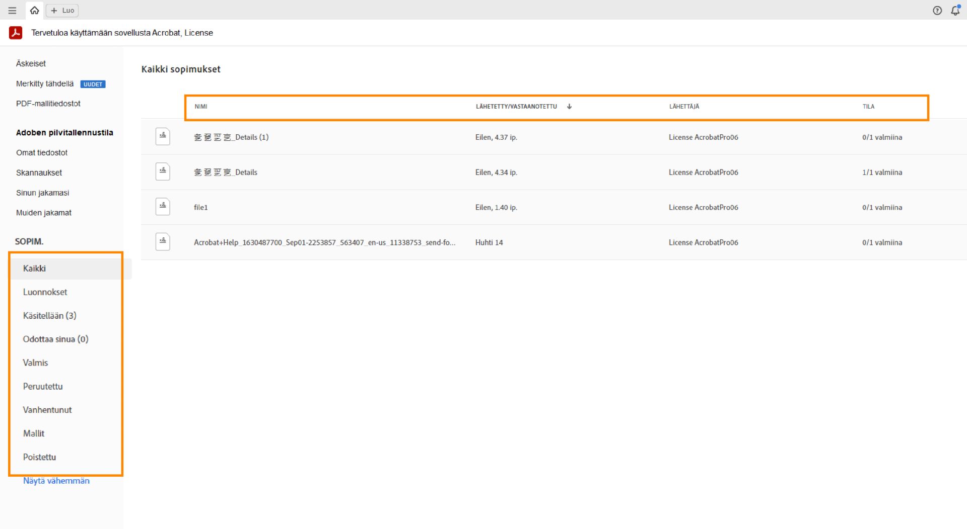 Näytä jaetut sopimukset
