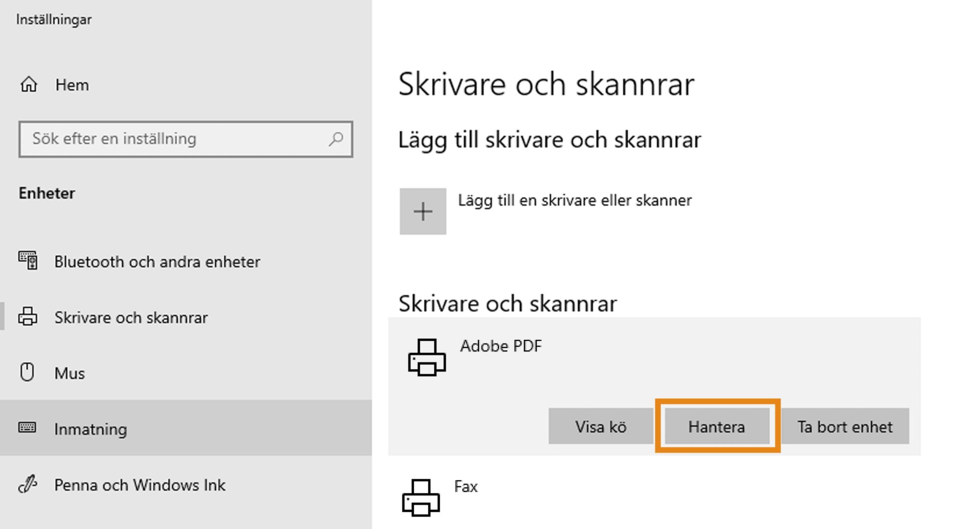 Välj Adobe PDF och ange den sedan som standardskrivare.
