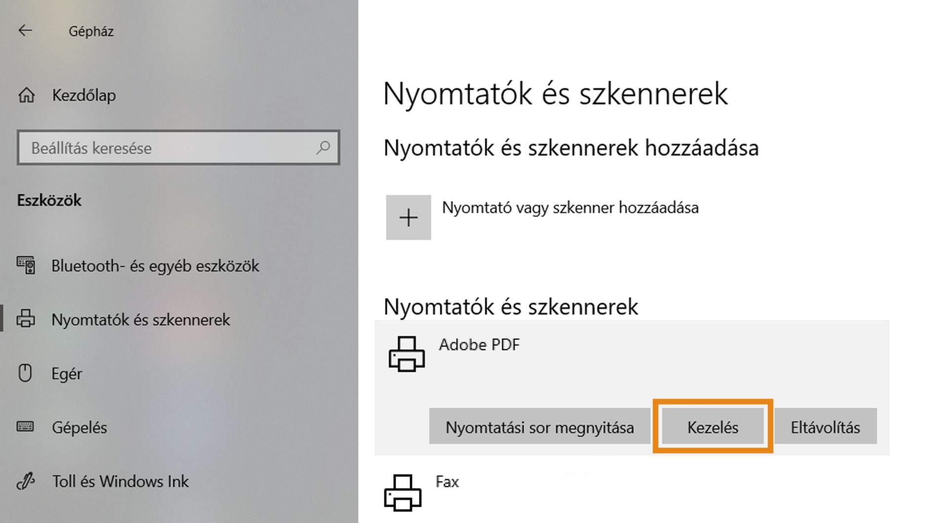 Válassza az Adobe PDF-et, majd állítsa be alapértelmezett nyomtatóként.