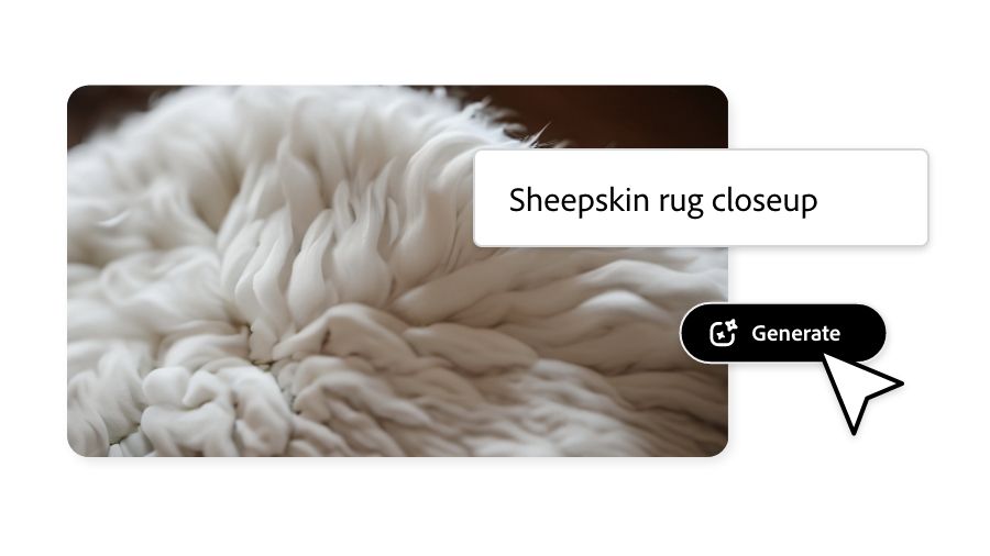 Image of a sheepskin rug being generated in Adobe Express