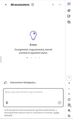 Beviteli mező az MI asszisztens által feldolgozott PDF-ben