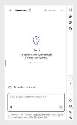 Indtastningsfelt i en PDF behandlet af AI-assistent