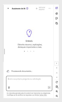 Caixa de entrada em um PDF processado pelo Assistente de AI