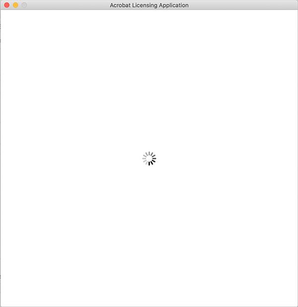 Dialogul aplicației de licență Acrobat