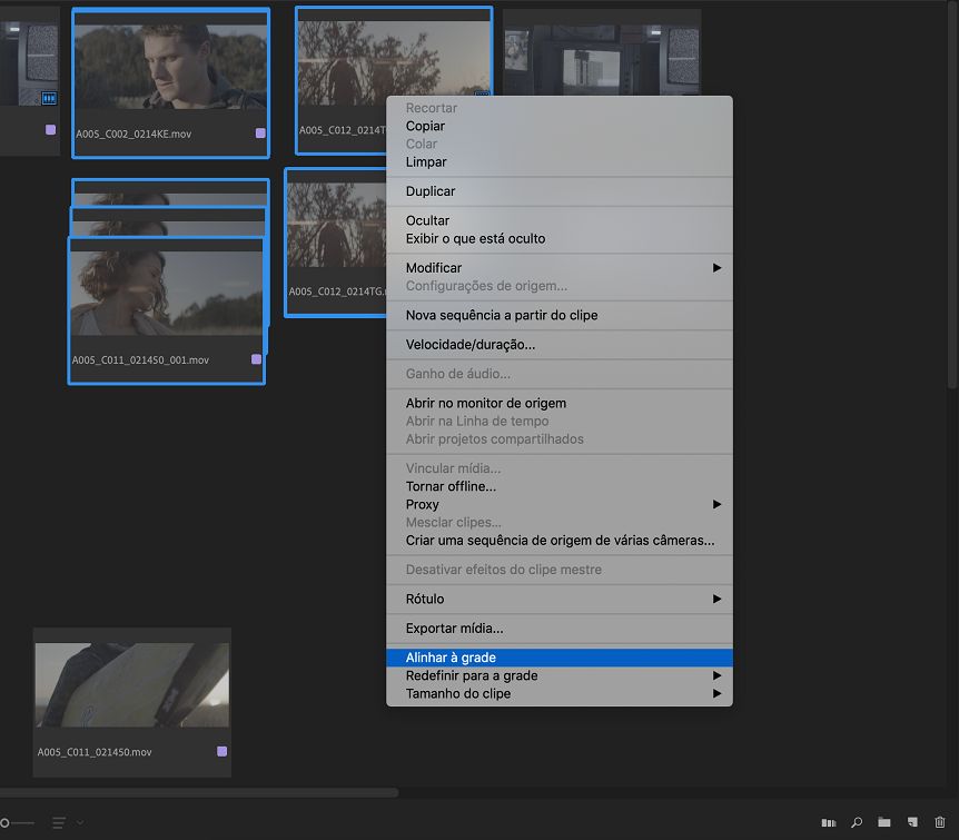 Alinhar clipes à grade