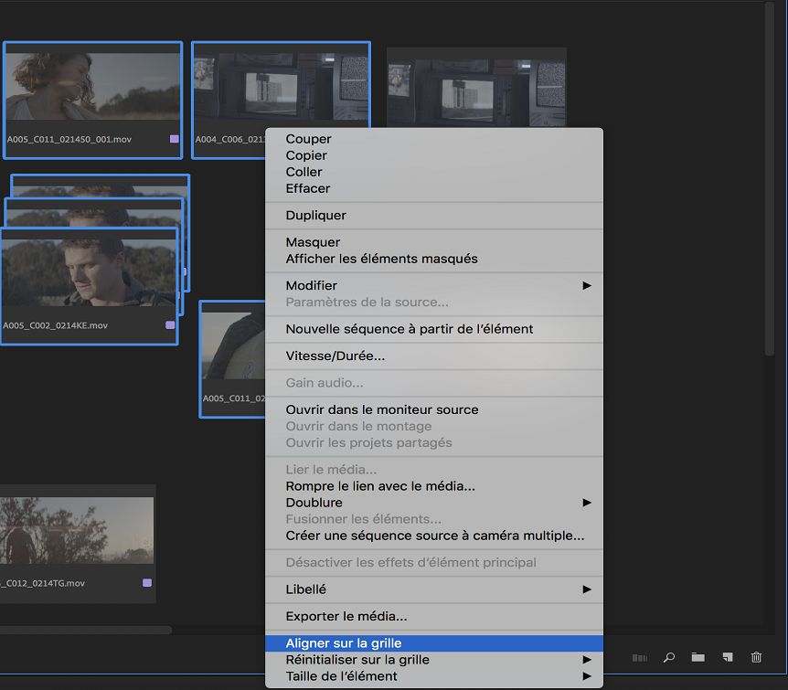 Alignement des éléments sur la grille