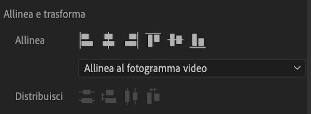 Opzioni di allineamento e distribuzione nel pannello Grafica essenziale