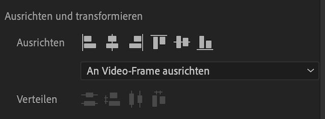 Die Optionen zum Ausrichten und Verteilen im Bedienfeld „Essential Graphics“