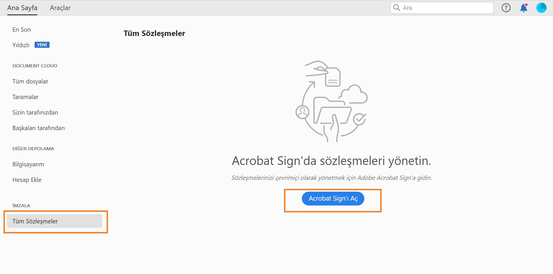 Acrobat Sign'ı Aç