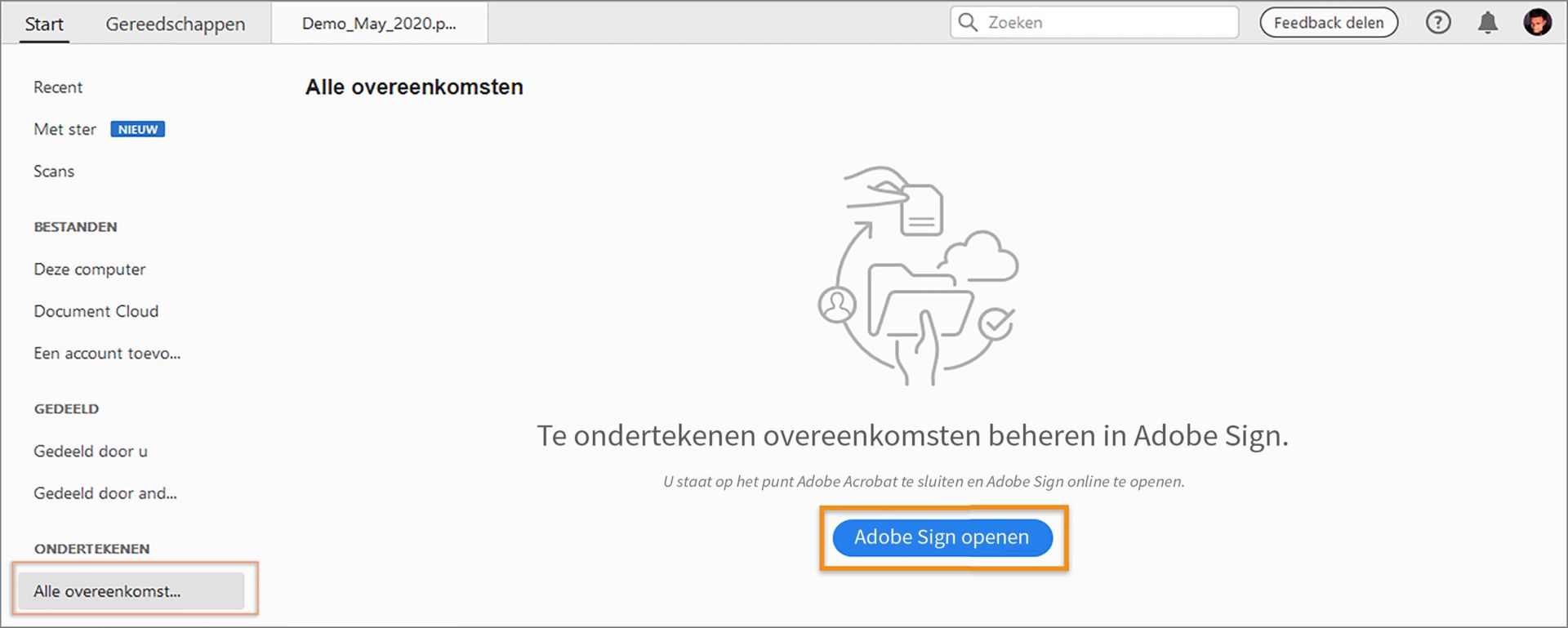 Acrobat Sign openen