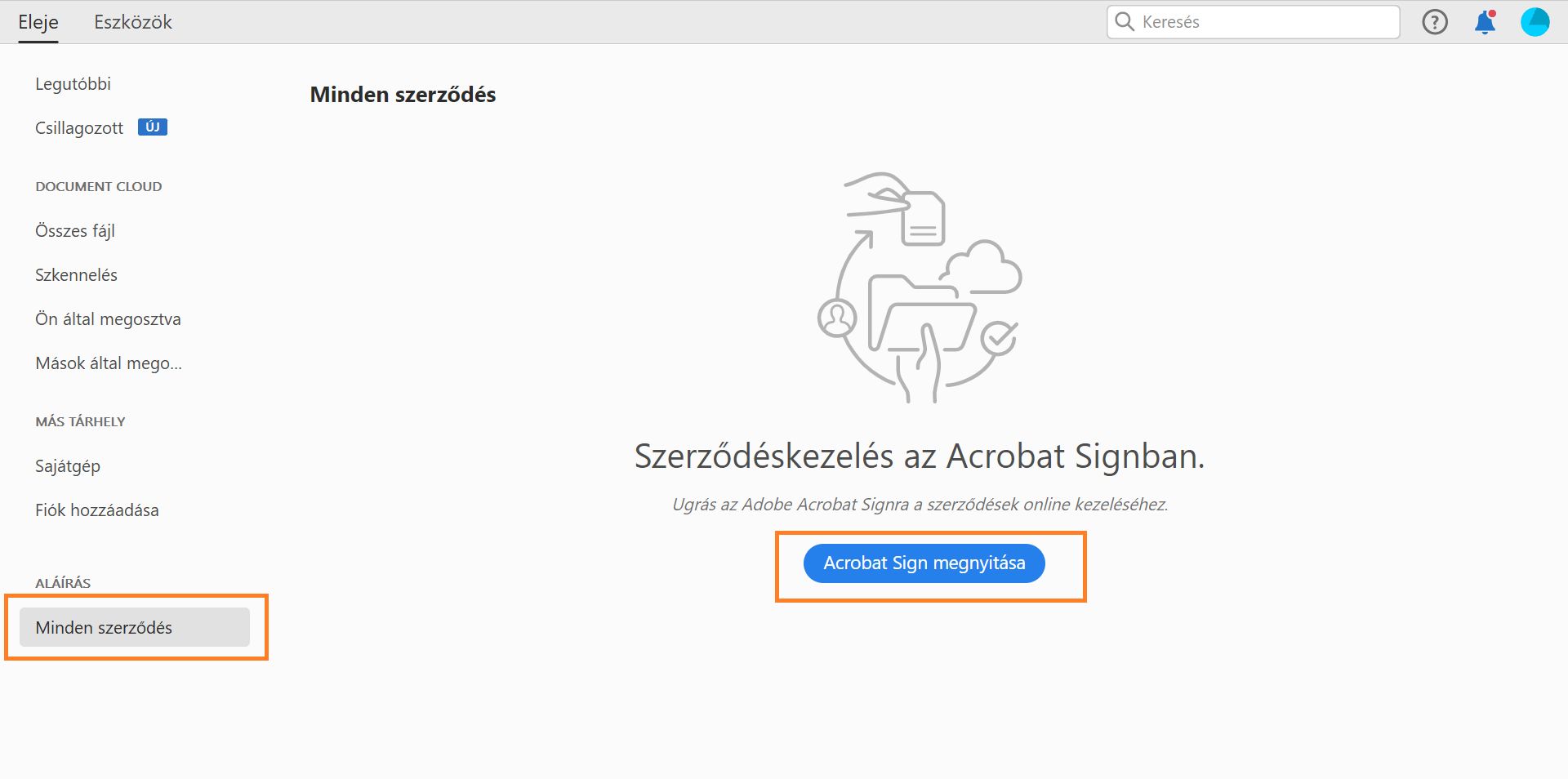 Acrobat Sign megnyitása
