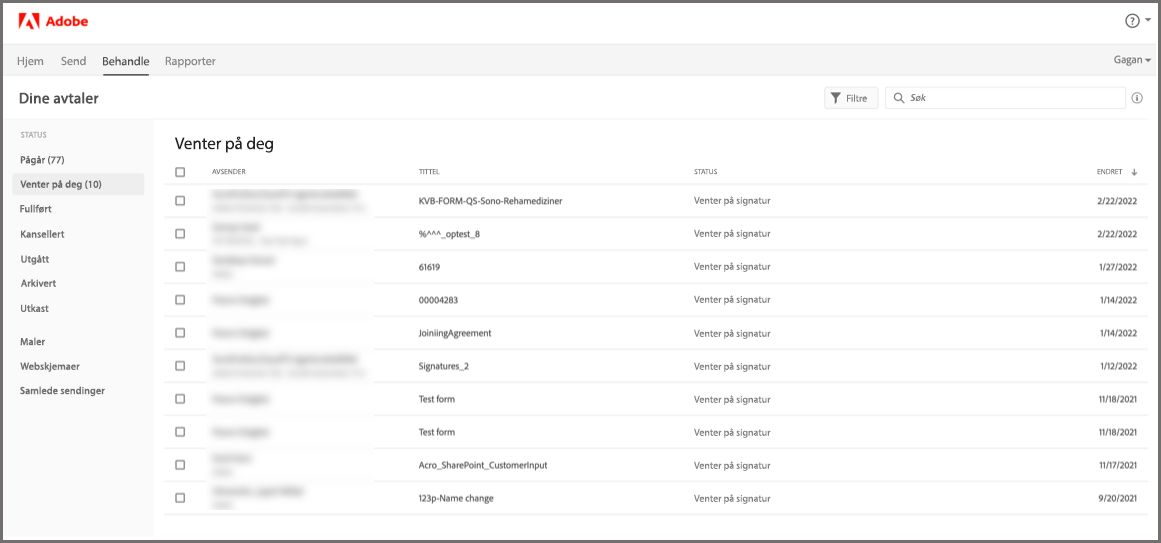 Spore avtaler som er sendt til signering