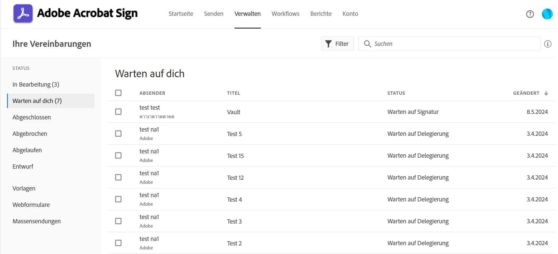 Zum Signieren gesendete Zustimmungen verfolgen