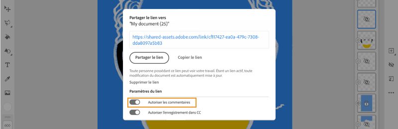 Ajout de commentaires sur des documents en ligne - Autoriser les commentaires