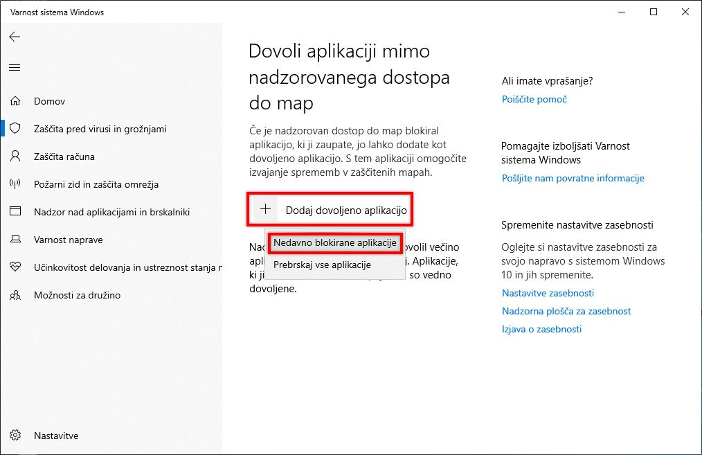 Dovolite nedavno blokiran program