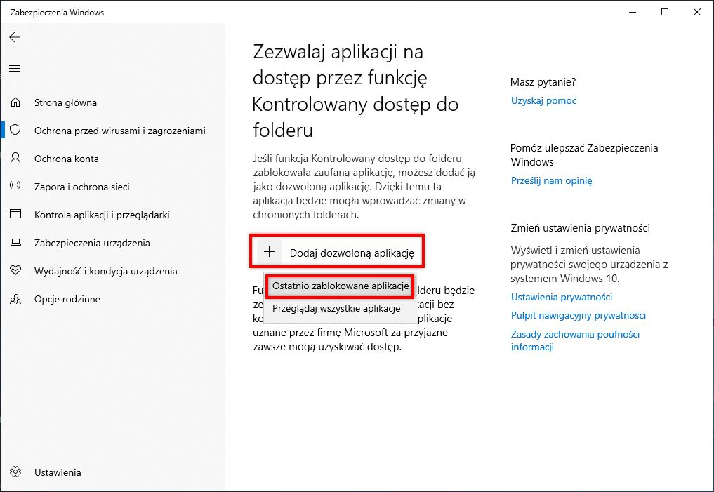 Zezwalaj na dostęp dla ostatnio zablokowanej aplikacji