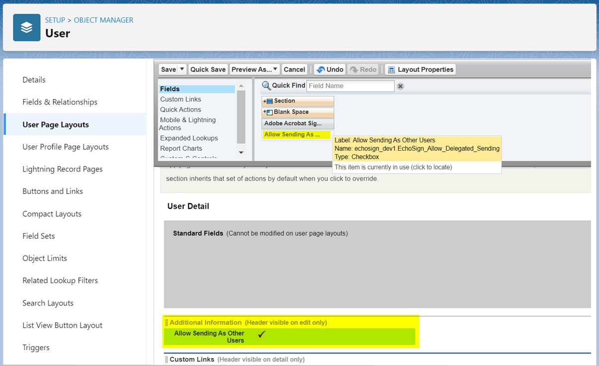 Acrobat Sign voor Salesforce: verzenden als andere gebruikers inschakelen