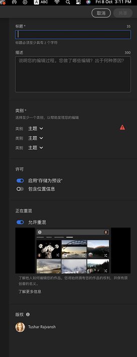 输入详细信息，然后单击“分享”以允许其他人合成您的照片！