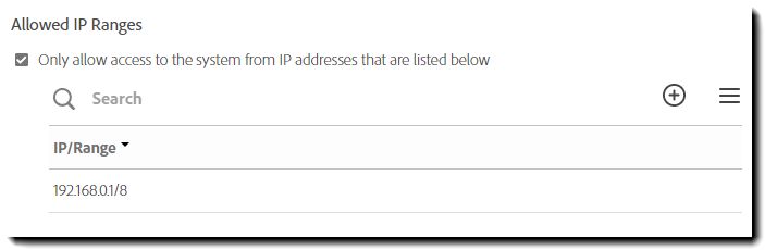 許可する IP 範囲