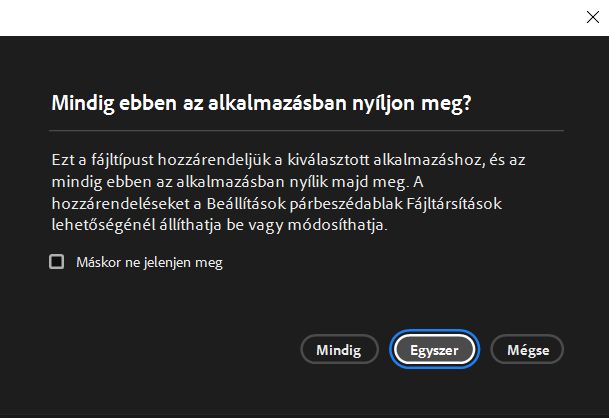 Mindig ebben az alkalmazásban nyíljon meg