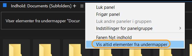 Vis altid indhold fra undermappe