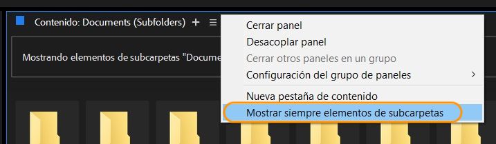 Mostrar siempre contenido de subcarpeta