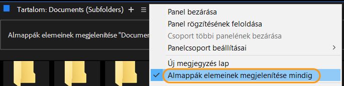 Mindig jelenjen meg az almappa tartalma