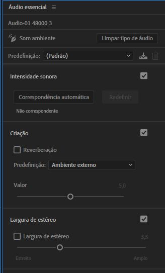 Opções de som ambiente