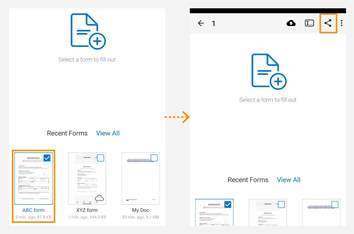 שיתוף קובצי Fill & Sign ב-Android
