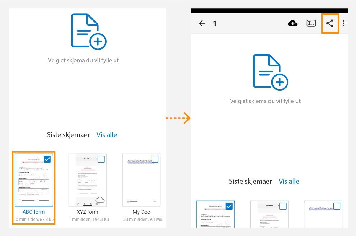 Dele Fyll ut og signer android-filer