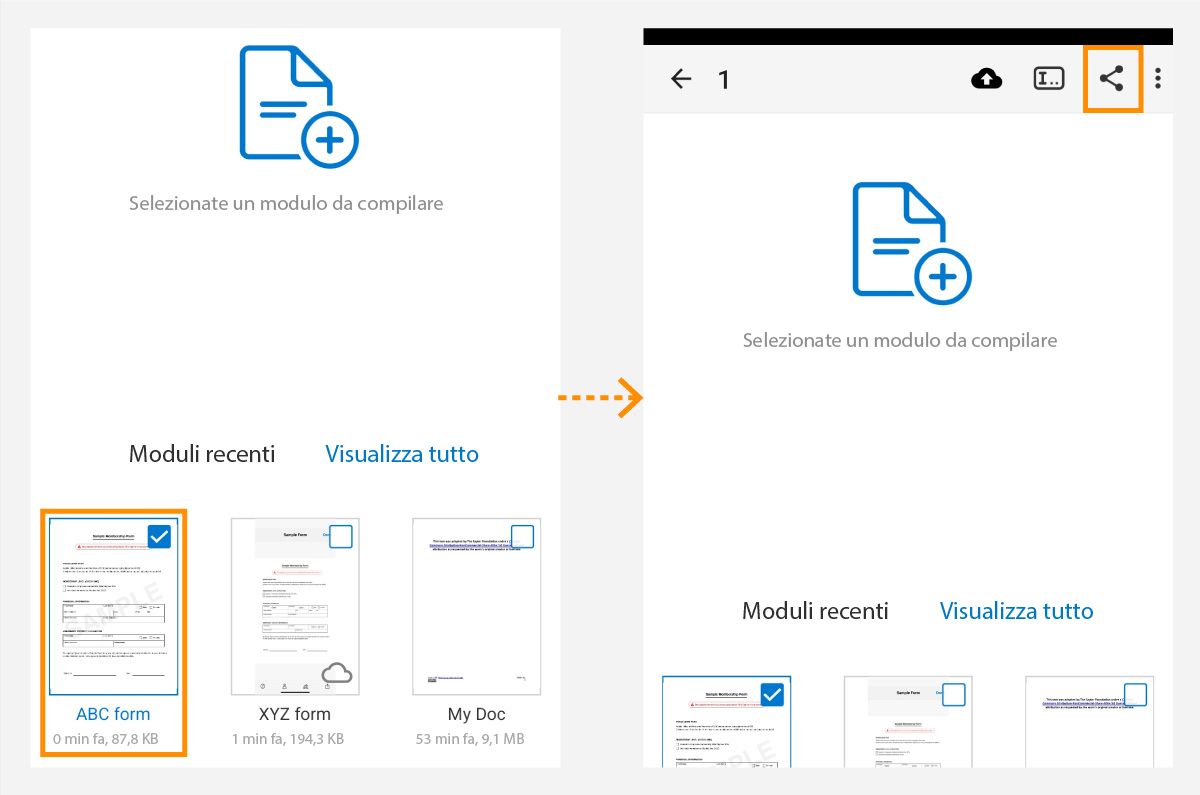 Condividere i file Fill & Sign su Android