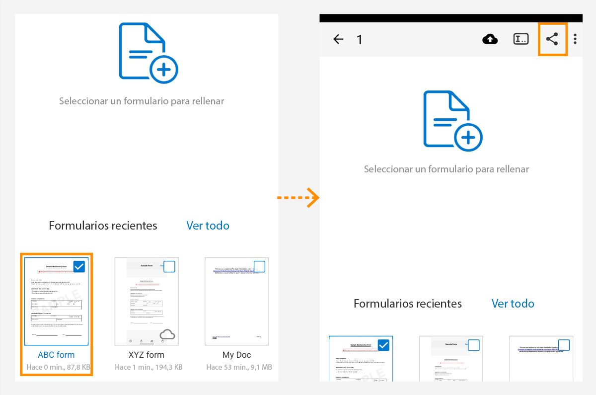 Compartir archivos de Fill & Sign para Android