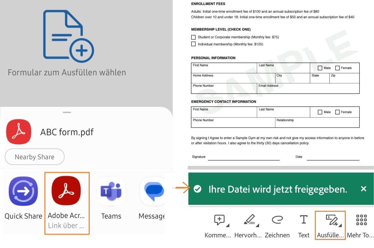 Zugriff auf Android-Dateien mit Acrobat Reader