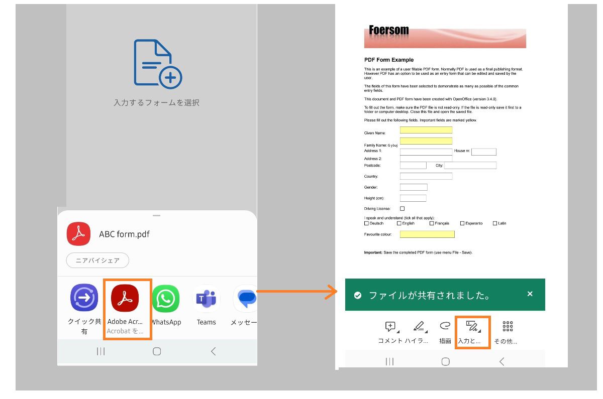 Acrobat Reader の Android ファイルへのアクセス