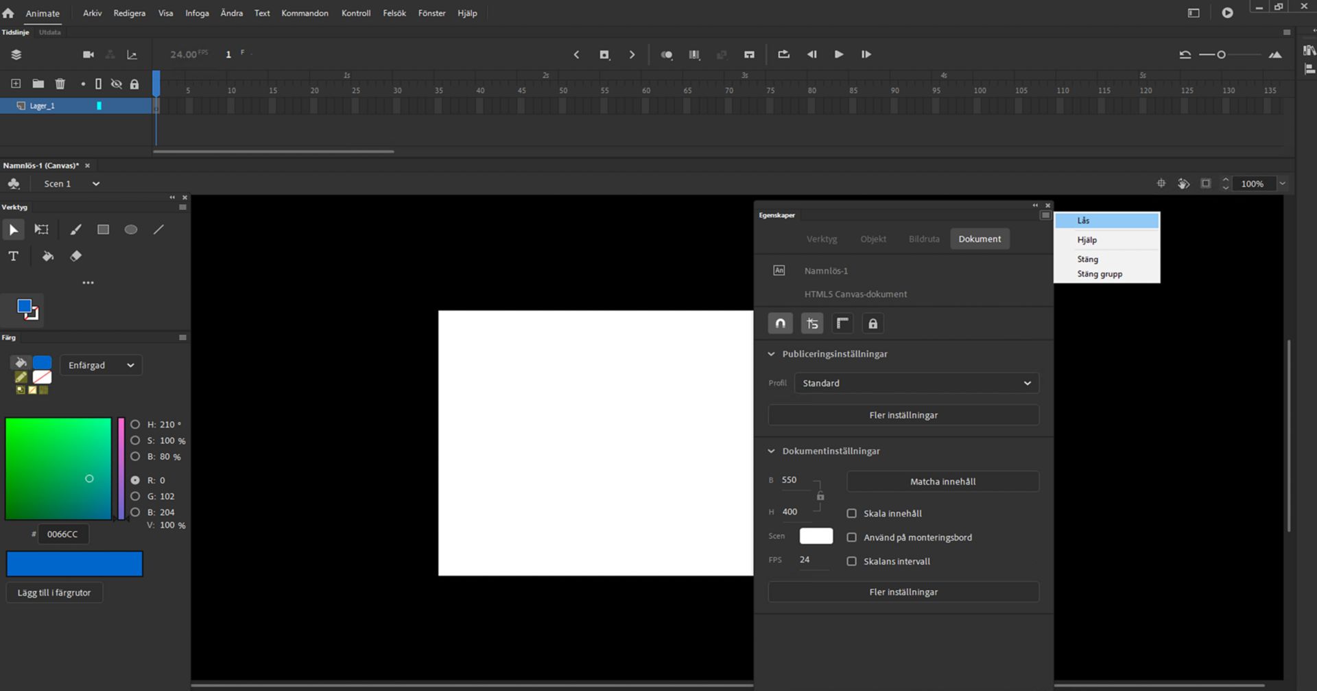 Animate-paneler med låsningsalternativ