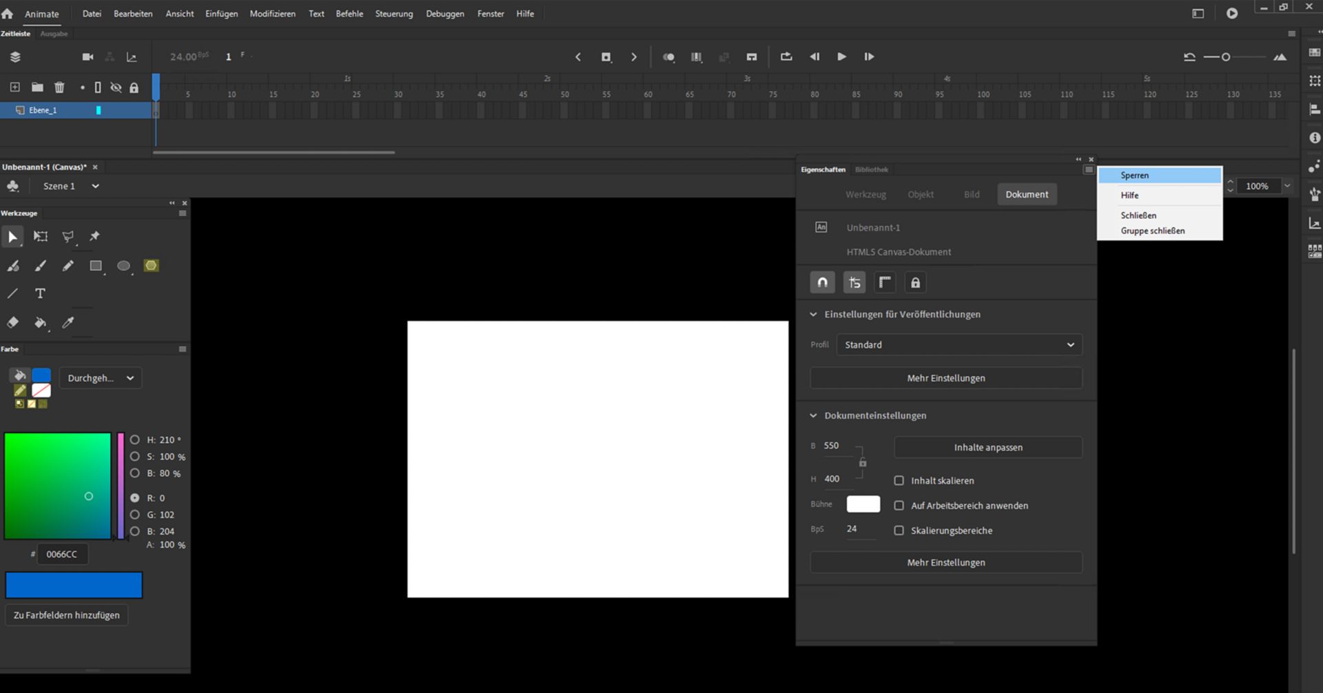 Animate-Bedienfelder mit der Verankerungsoption