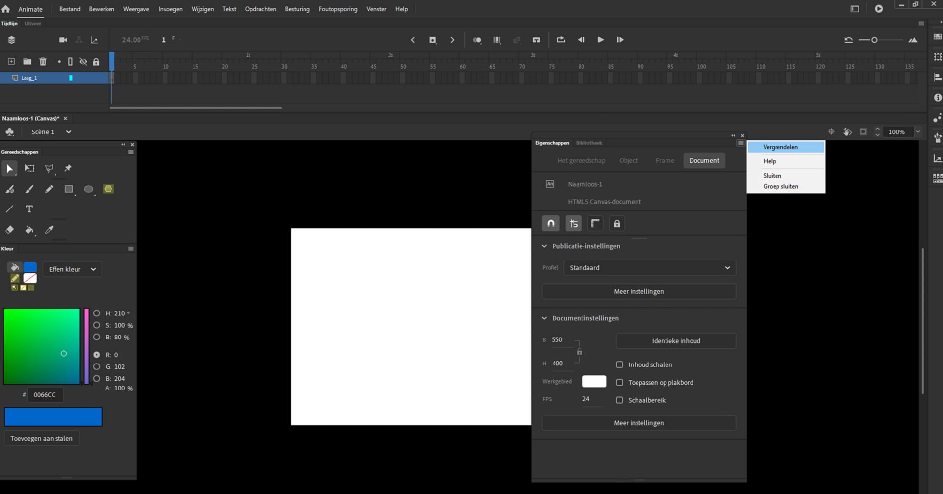 Animate-deelvensters met de vergrendelingsoptie