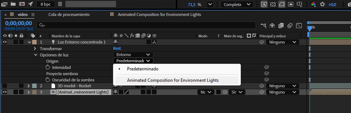 Seleccione la capa con el archivo de vídeo en la lista desplegable Origen.