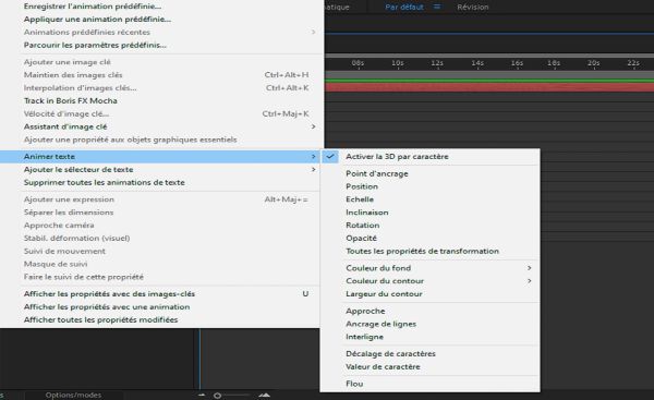 Propriétés d’animation