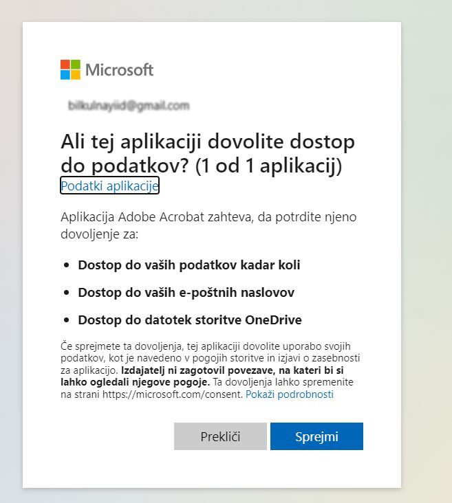 Pogovorno okno za zadnjo potrditev